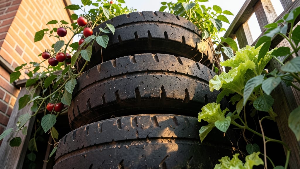 Tire Planter With Vegetable Garden