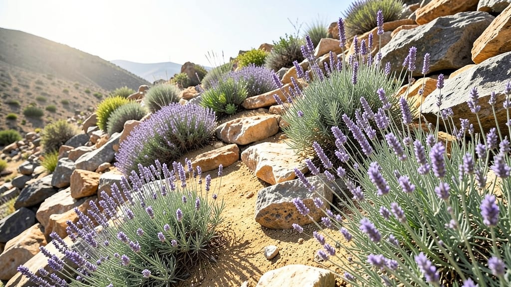 Rock Garden with Lavender and Russian Sage