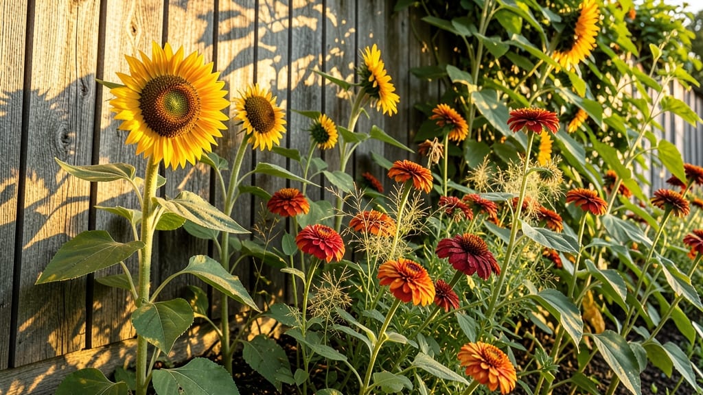 Privacy-Tall Sunflowers and Zinnias