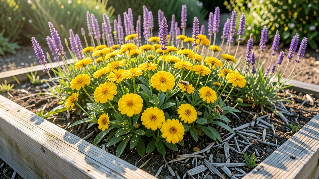 Sunny Yellow Zinnias with Purple Salvia Mix