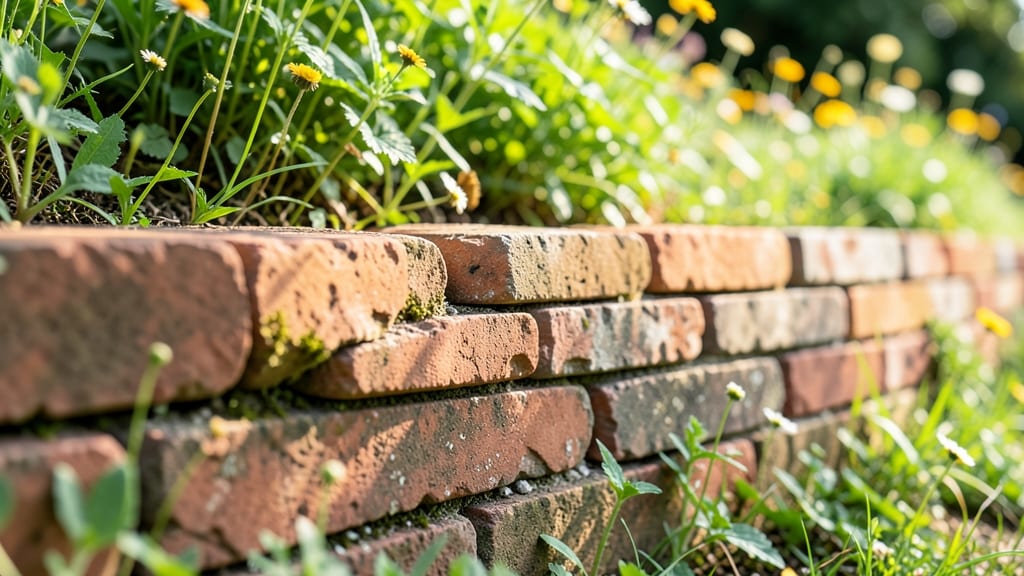 Rustic Stacked Brick Edging