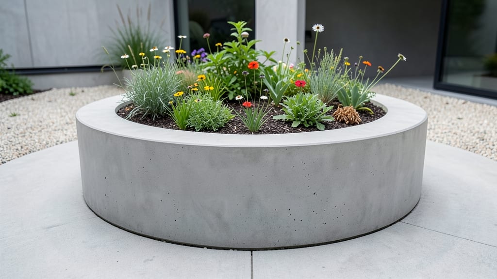 Geometric Concrete Round Beds