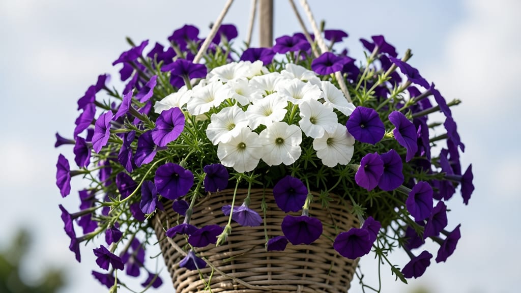 Deep Purple Verbena with White Petunias