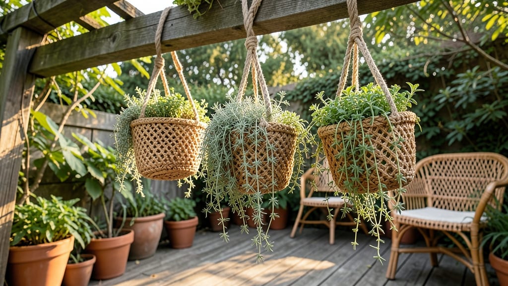 Hanging Macramé Herb Baskets