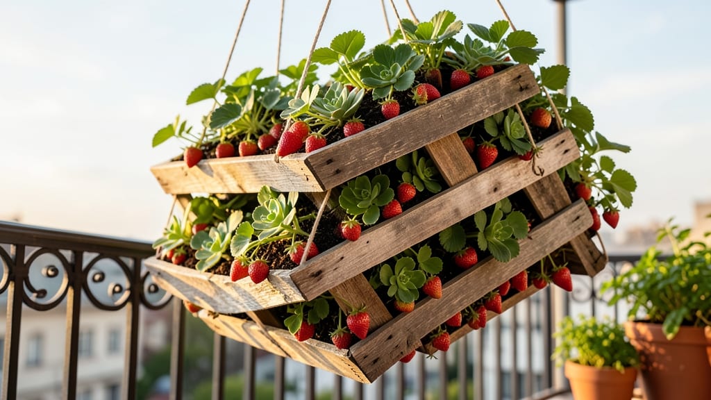 Hanging Pallet Pocket Garden