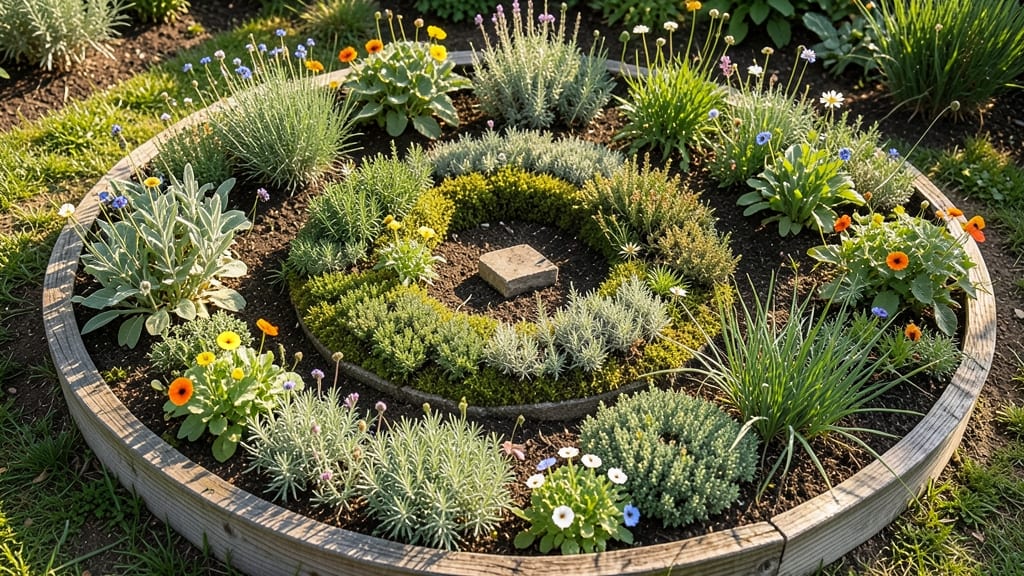 Spiral Herb Garden Bed For Pollinators