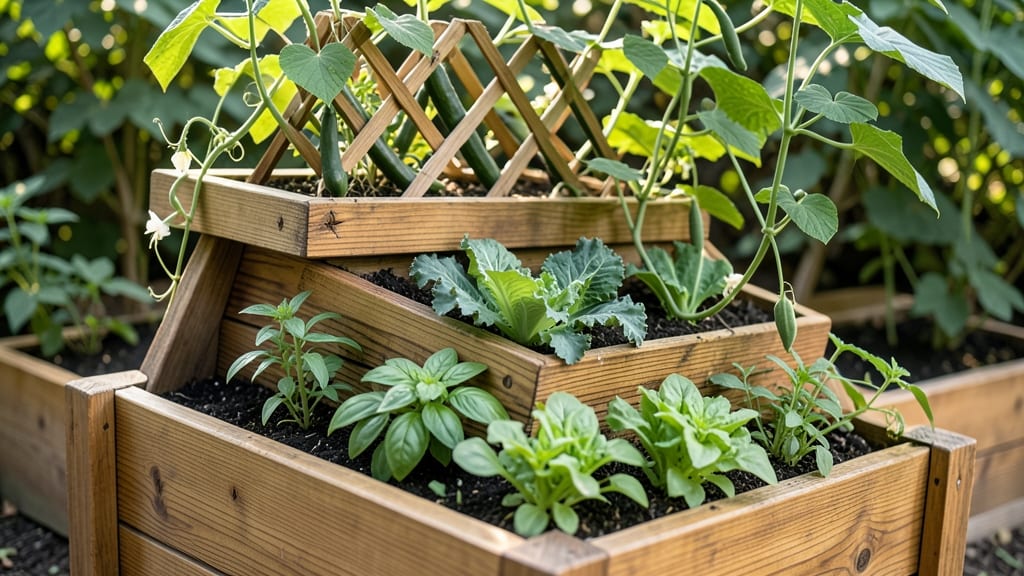Cedar Tiered Planter with Trellis