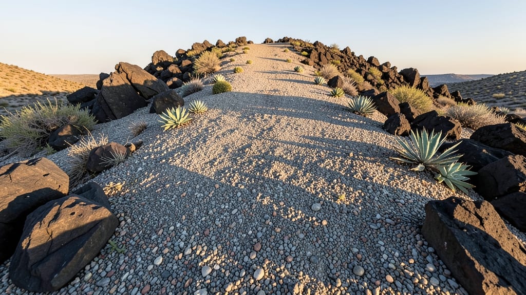 Desert-Inspired Gravel Crest with Cacti