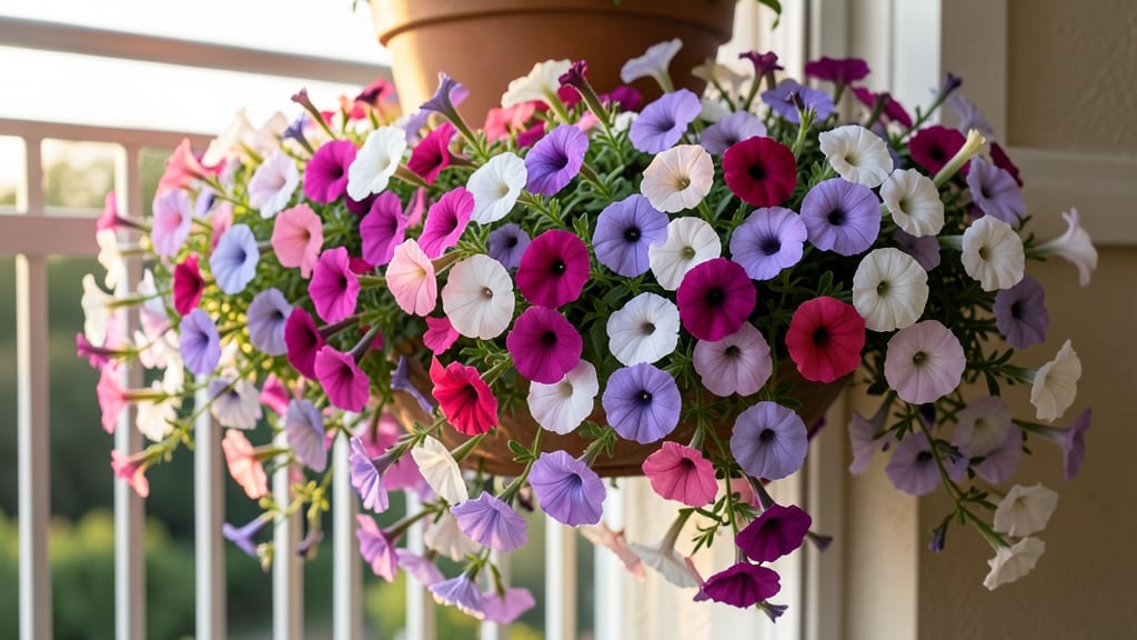 Container Flower Bed with Petunias