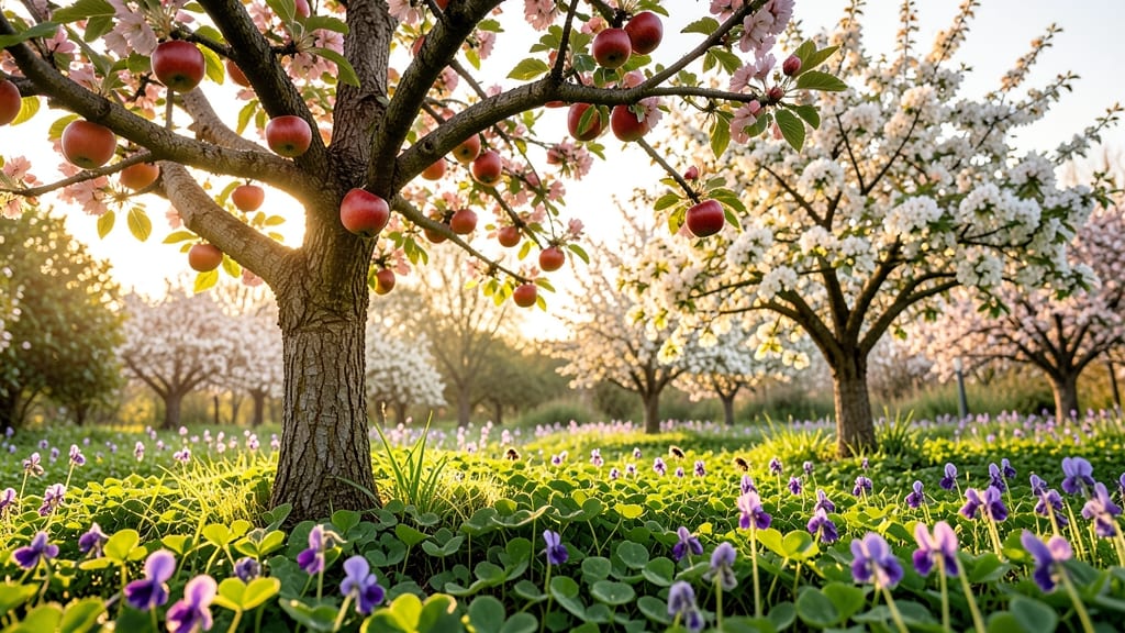 Edible Pollinator Garden with Fruit Trees