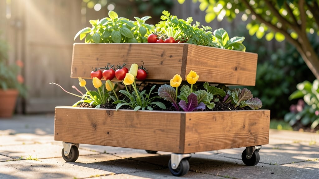 Tiered Raised Planters with Wheels