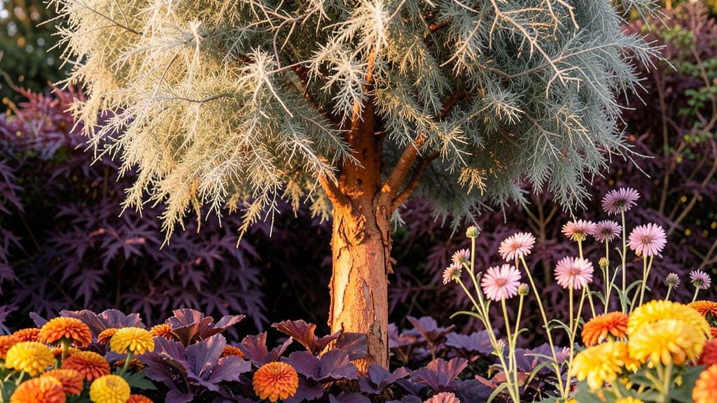 Smoke Bush with Mums and Asters