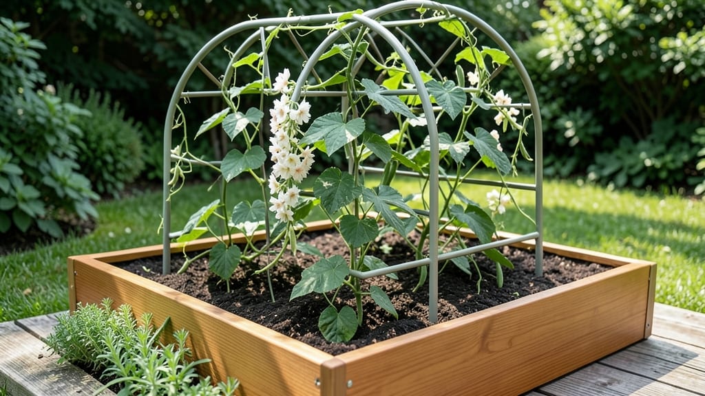 Raised Garden Bed with Integrated Trellis