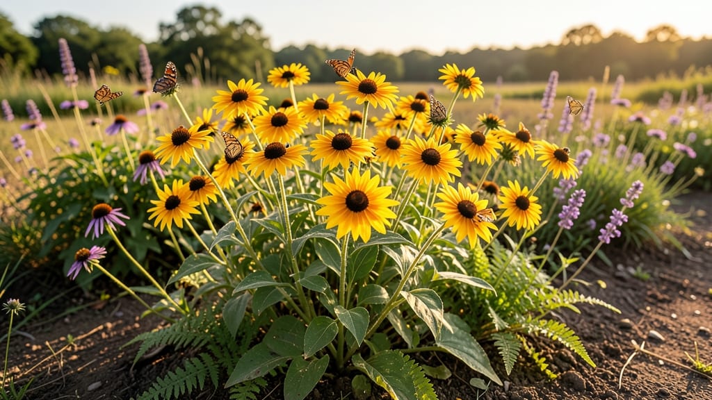 Butterfly Magnet with Black-Eyed Susans