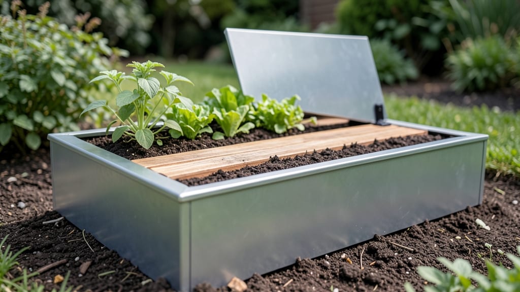 Modern Metal Raised Beds with Built-In Seating