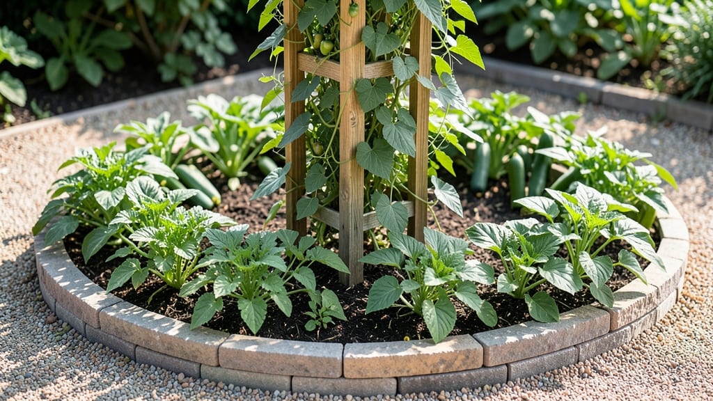 Tiered Circle Garden with Trellis