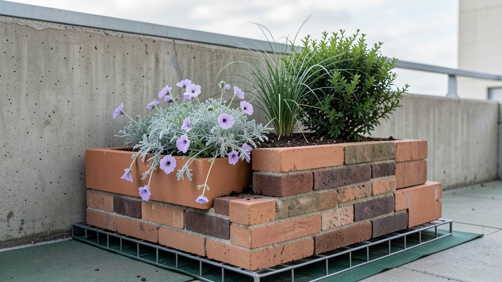 Brick Planter Boxes with Mixed Heights